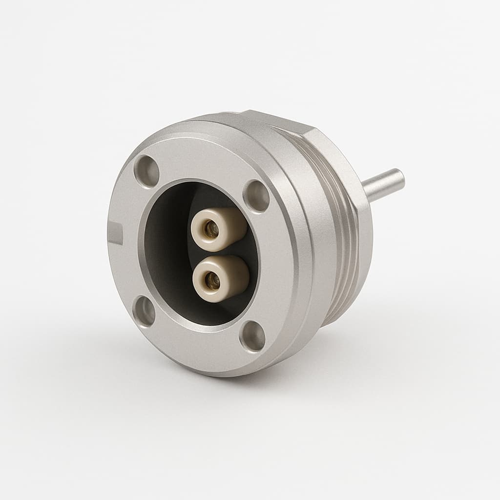 PHG.2B.802.CLLD72Z Free Socket, 1x 50 Ohm, 2xLV Female, Solder — illustrative AI-generated image