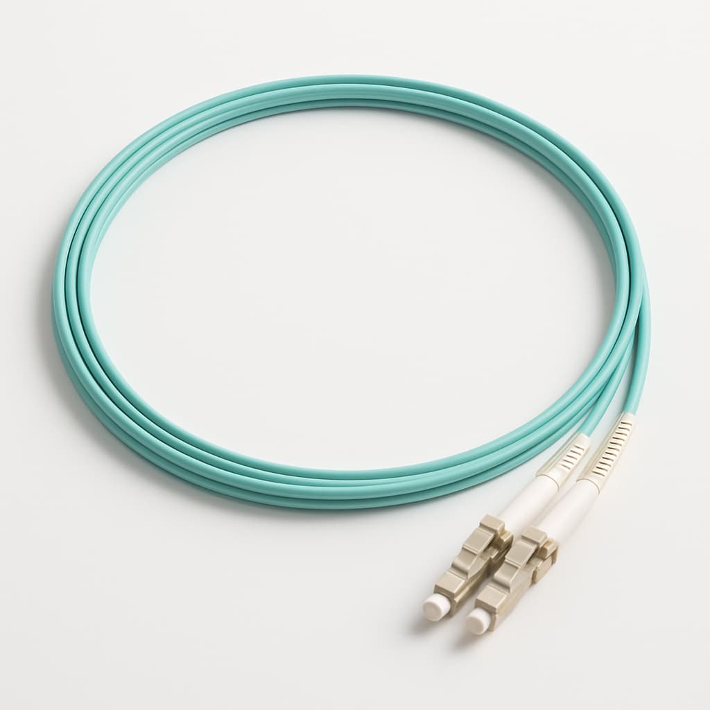 LC-LC Duplex FO Cord 50mu OM3 Aqua, 2mtr — illustrative AI-generated image
