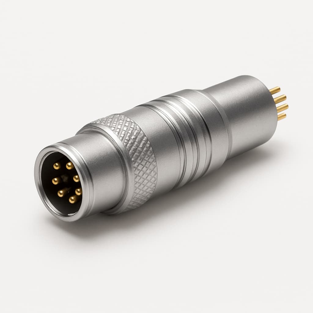 LEMO FGI.1B.308.CLAD52Z 8P Male Solder Plug — illustrative AI-generated image