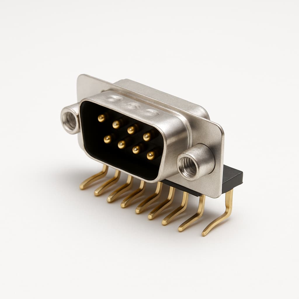 MOLEX / FCT FH09P5G2-1002 D-Sub 09P Male Angled PCB Connector — illustrative AI-generated image