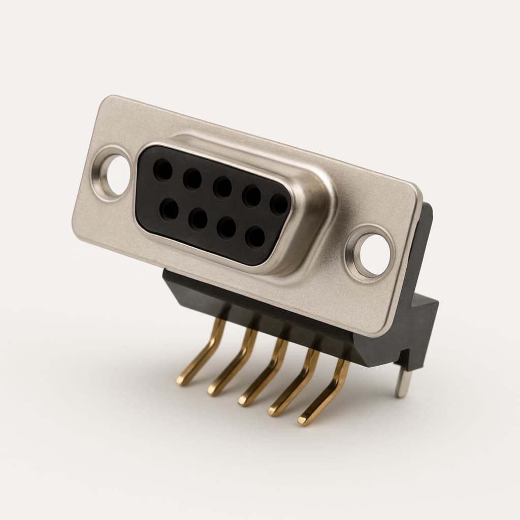 Molex / FCT FH09S5G2-1002 D-Sub 9P Female Angled PCB Connector — illustrative AI-generated image