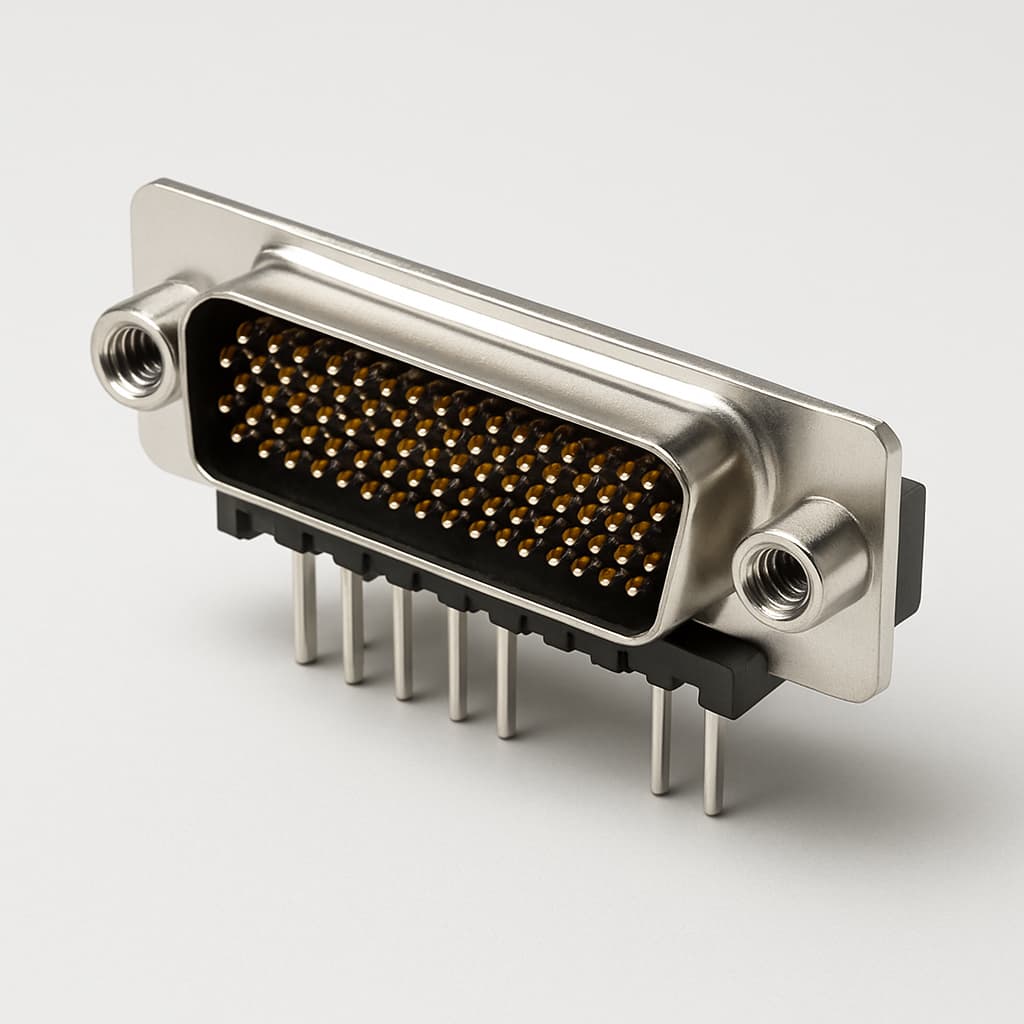 Molex / FCT CT37-62P5-L228 HD D-Sub RA PC Plug, 62 Pin — illustrative AI-generated image