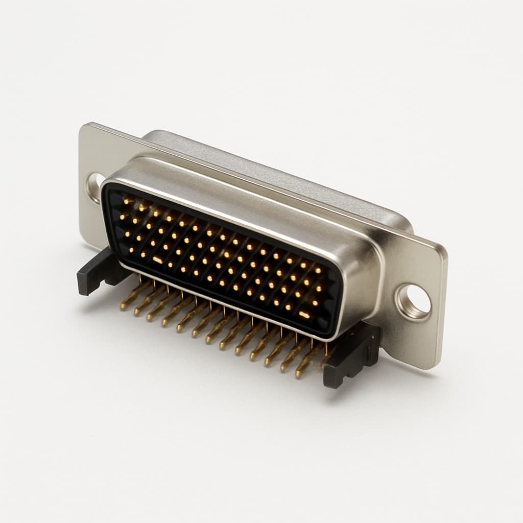 Molex / FCT 1731130218 (CT37-62P5-L229) HD D-Sub RA PC Plug — illustrative AI-generated image