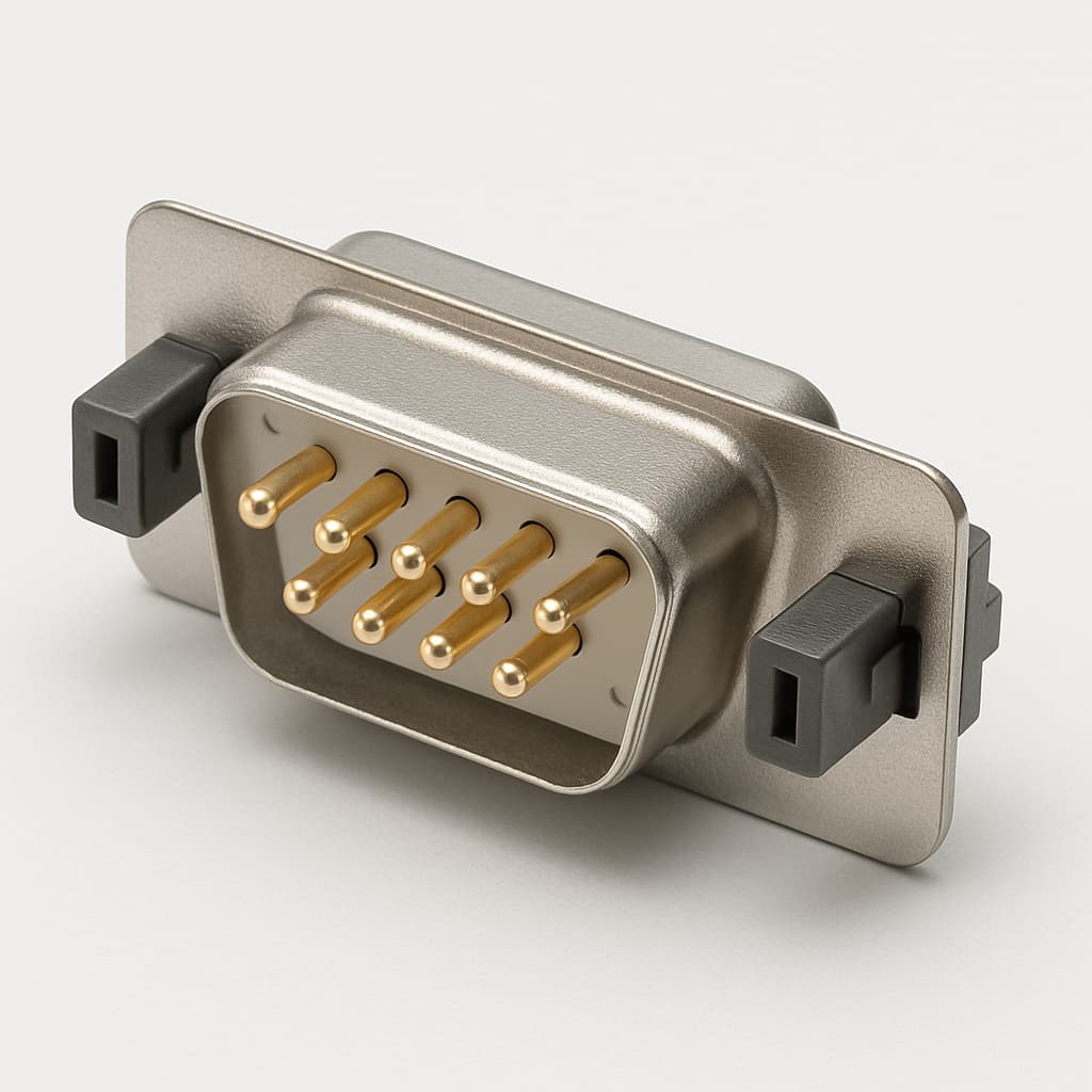 Molex / FCT 1731090864 (F09P1G1-K394) D-Sub PC Plug 09 Pin with Snap-In — illustrative AI-generated image