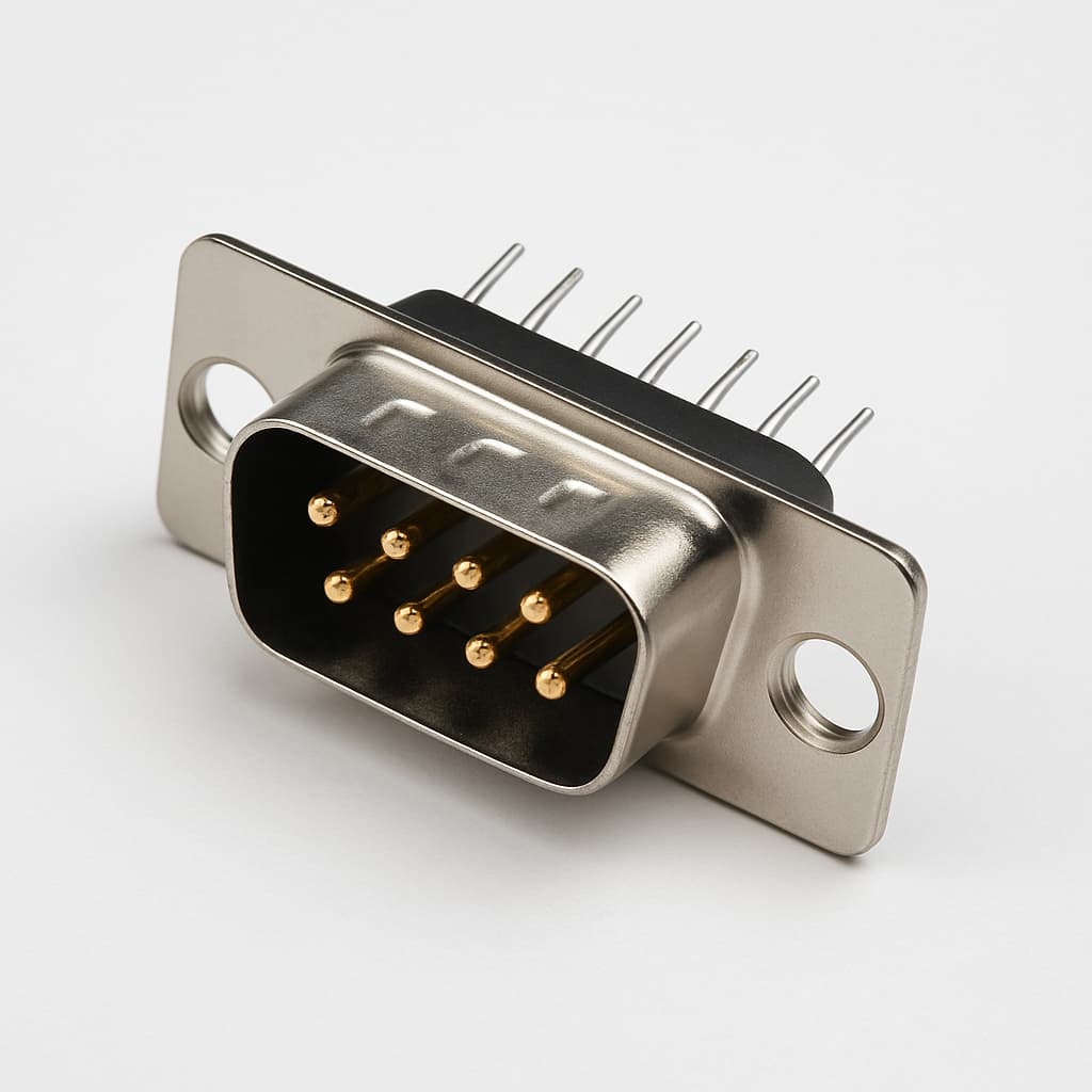 Molex / FCT 1731090448 (F09P1G2-1485) D-Sub Straight PC Plug — illustrative AI-generated image