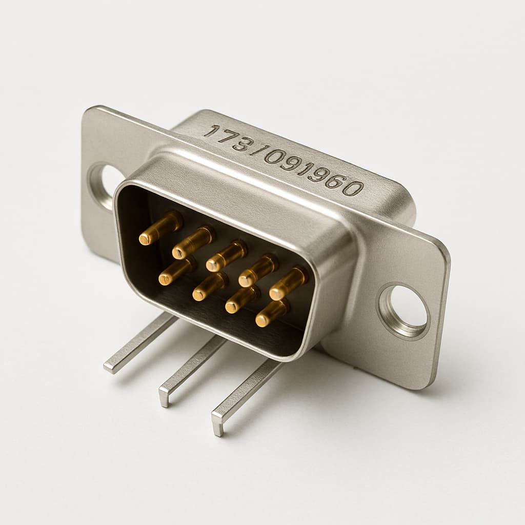 Molex / FCT 1731091960 (F09P2G2-1032) D-Sub PC Plug — illustrative AI-generated image
