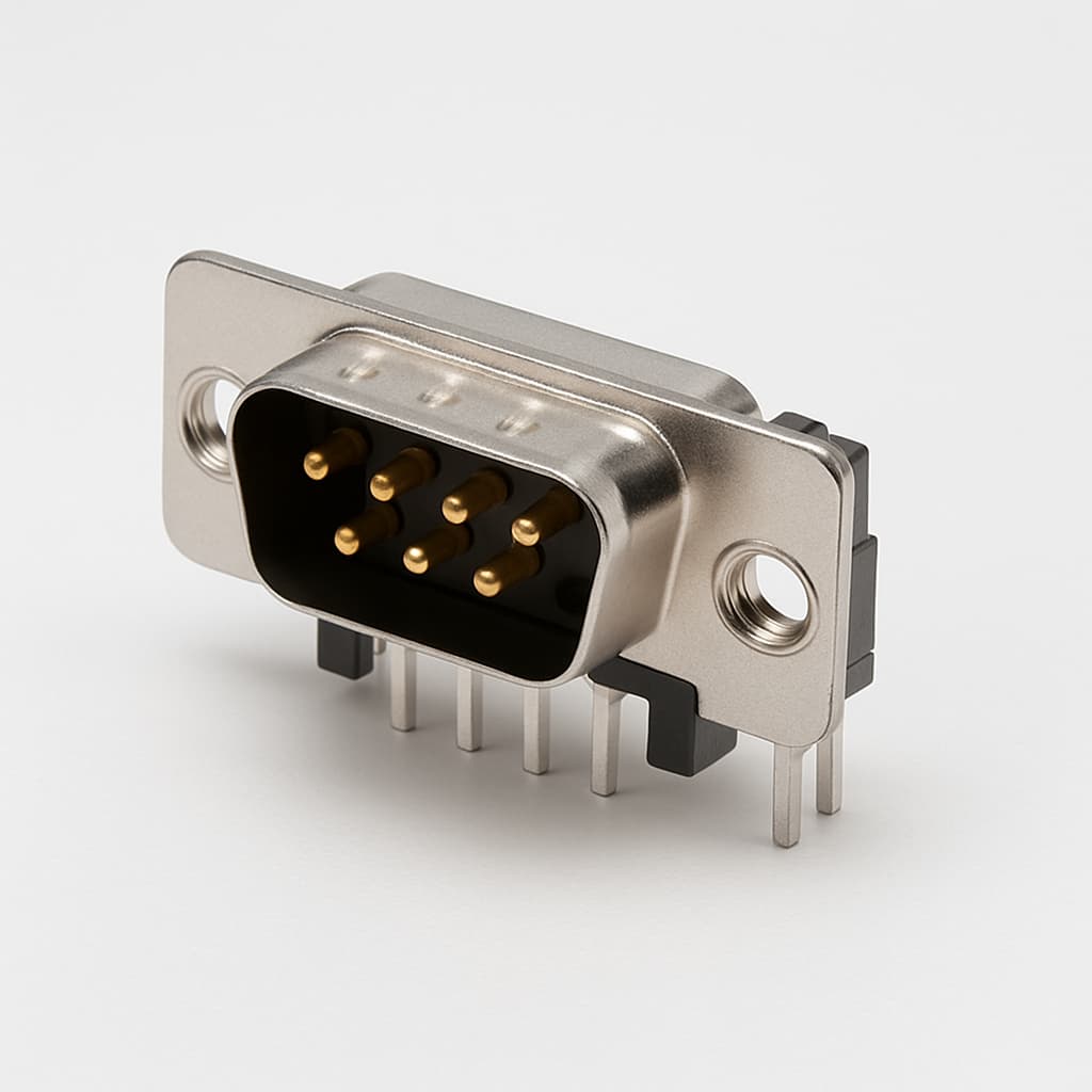 Molex / FCT 1731090778 (F09P5G1-1003) D-Sub RA PC Plug — illustrative AI-generated image