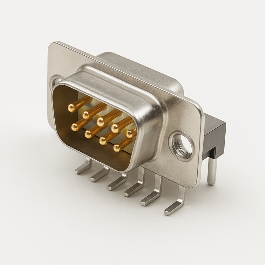 Molex / FCT 1731090080 (F09P5G1-1004) D-SUB RA PC Plug — illustrative AI-generated image