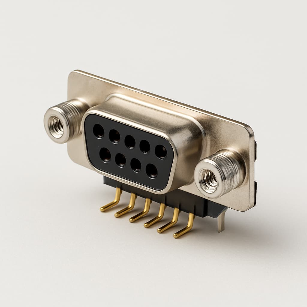 Molex / FCT 1731090176 (F09P5G2-1002) D-Sub RA PC Plug — illustrative AI-generated image