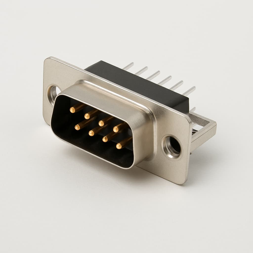 Molex / FCT 1731090563 (F09P5G2-1003) D-Sub RA PC Plug — illustrative AI-generated image