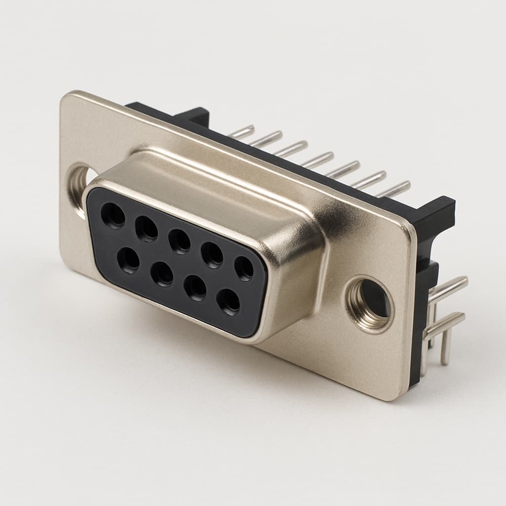 Molex / FCT 1731090486 (F09S5G1-0493) D-SUB RA PC Receptacle — illustrative AI-generated image