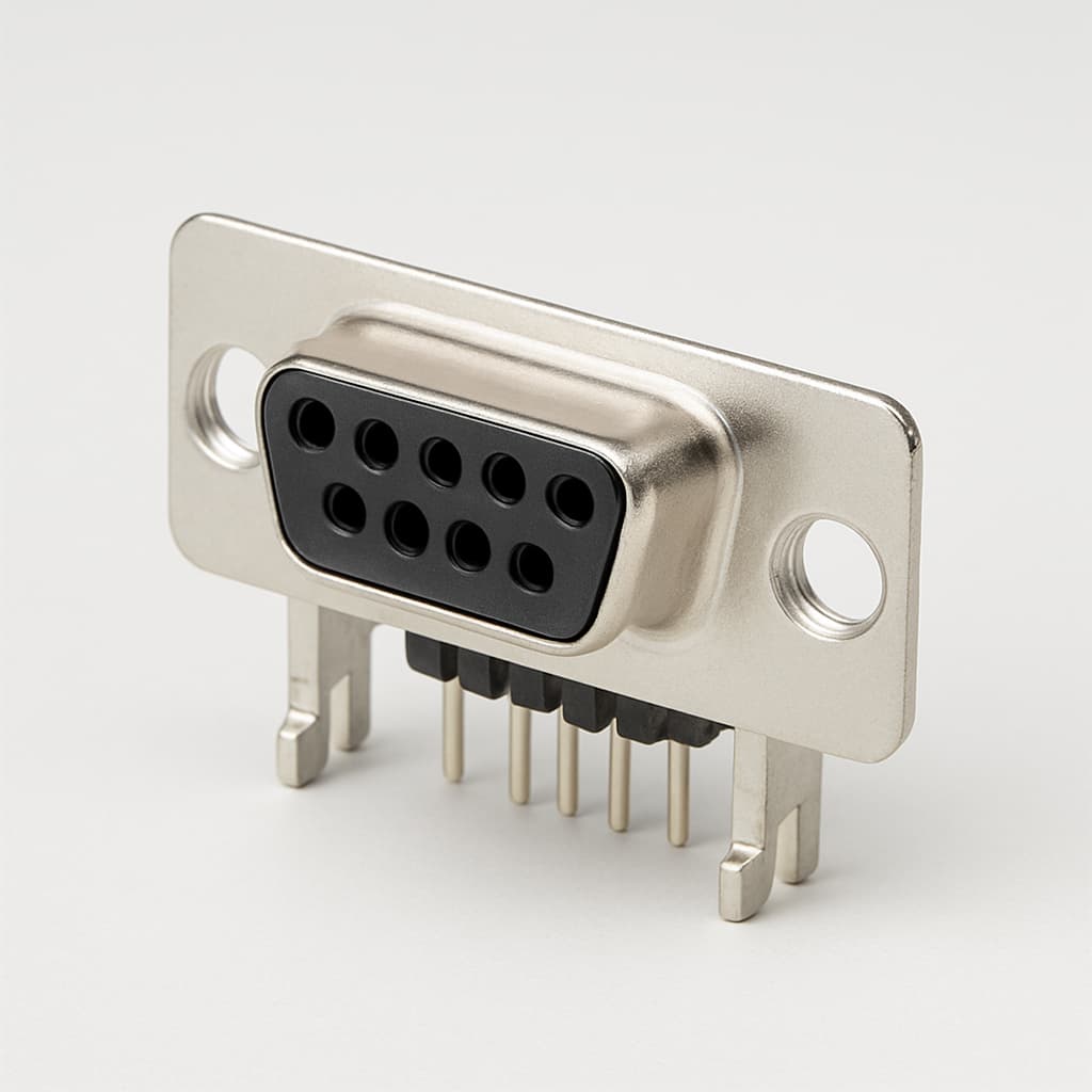 Molex / FCT 1731090858 (F09S5G2-0989) D-SUB RA PC Receptacle — illustrative AI-generated image