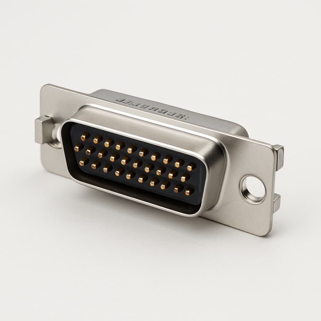 Molex / FCT 1731130142 (F15-26P1G0-5337) HD D-Sub 26-pin PC plug with snap-in — illustrative AI-generated image