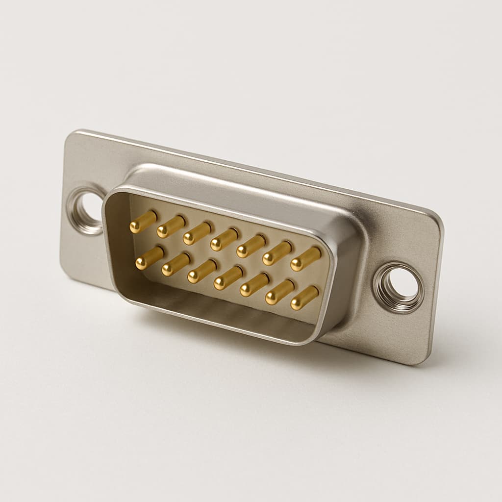 Molex / FCT 1731090449 (F15P1G2-1485) D-Sub Plug, 15 Pin — illustrative AI-generated image
