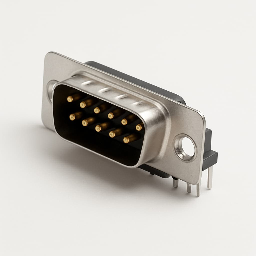 Molex / FCT 1731090177 (F15P5G2-1002) D-SUB RA PC Plug — illustrative AI-generated image