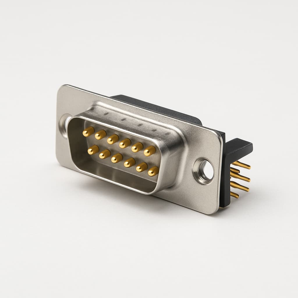 Molex / FCT 1731090187 (F15P5G3-1002) D-SUB RA PC Plug — illustrative AI-generated image