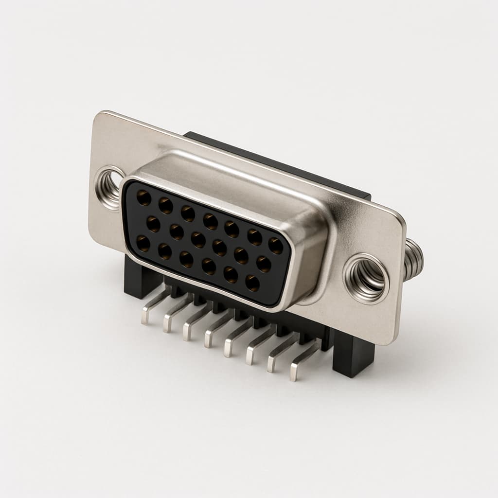 Molex / FCT 1731091839 (F15S5G2-1568) D-SUB RA PC Receptacle — illustrative AI-generated image