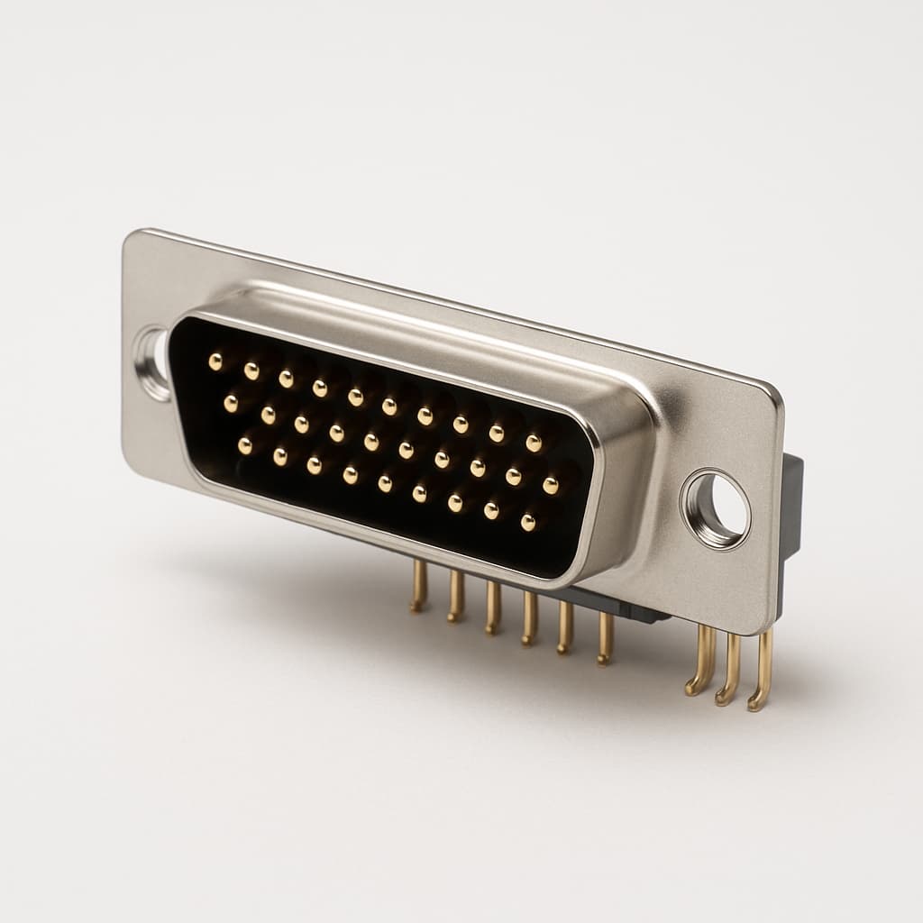 Molex / FCT 1731090320 (F25P5G2-1003) D-Sub RA PC Plug — illustrative AI-generated image