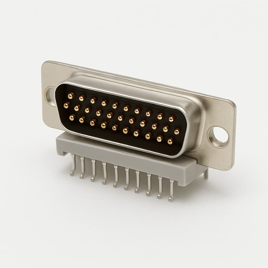 Molex / FCT 1731090206 (F25P5G2-1004) D-Sub RA PC Plug 25 PN — illustrative AI-generated image