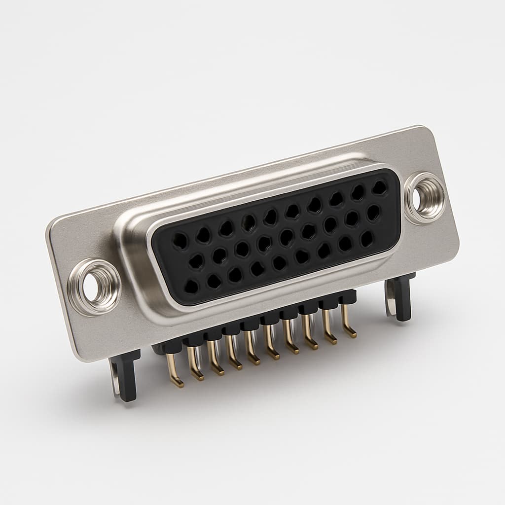 Molex / FCT 1731090173 (F25S5G1-1002) D-SUB RA PC Receptacle — illustrative AI-generated image