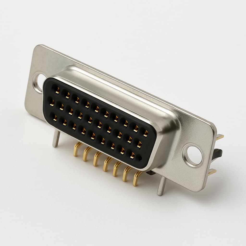 Molex / FCT 1731090193 (F25S5G3-1002) D-Sub RA PC Receptacle — illustrative AI-generated image