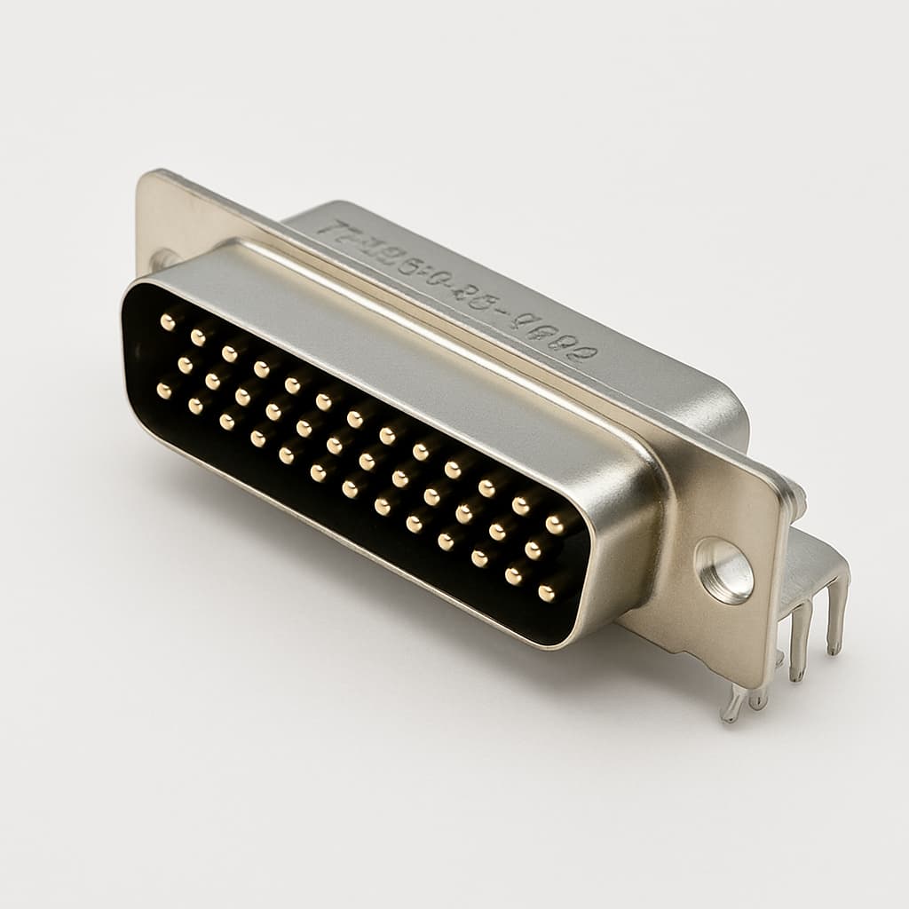Molex / FCT 1731090198 (F37P5G1-1004) D-Sub RA PC Plug — illustrative AI-generated image
