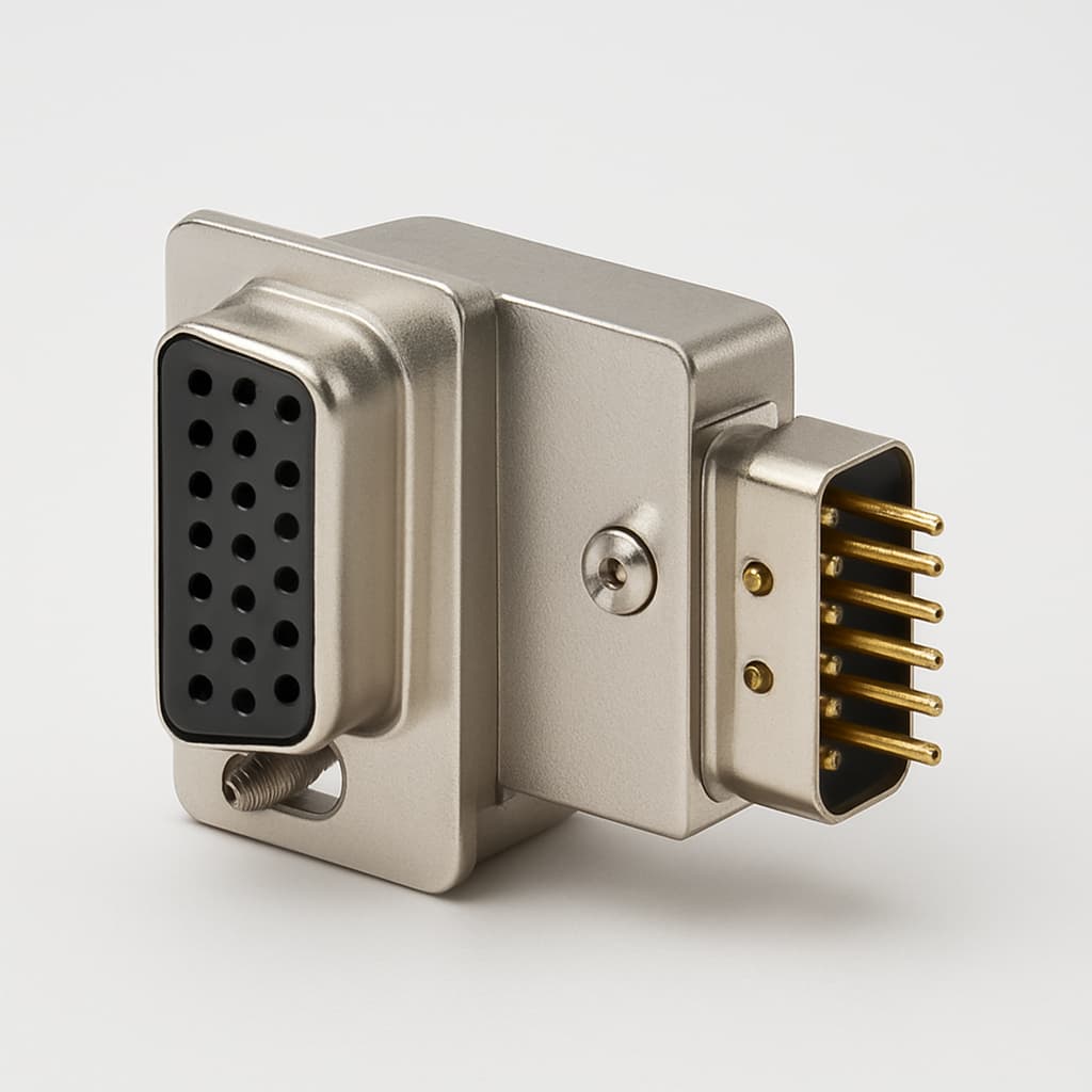 Molex / FCT 1731140363 (FAW1SPG1MM3) RA Adapter, 15 PN Receptacle / Plug — illustrative AI-generated image