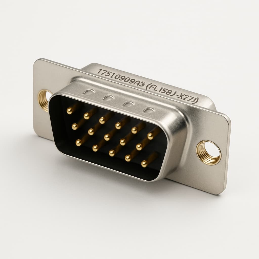 Molex / FCT 1731090843 (FL15P7-K121) D-Sub Plug — illustrative AI-generated image