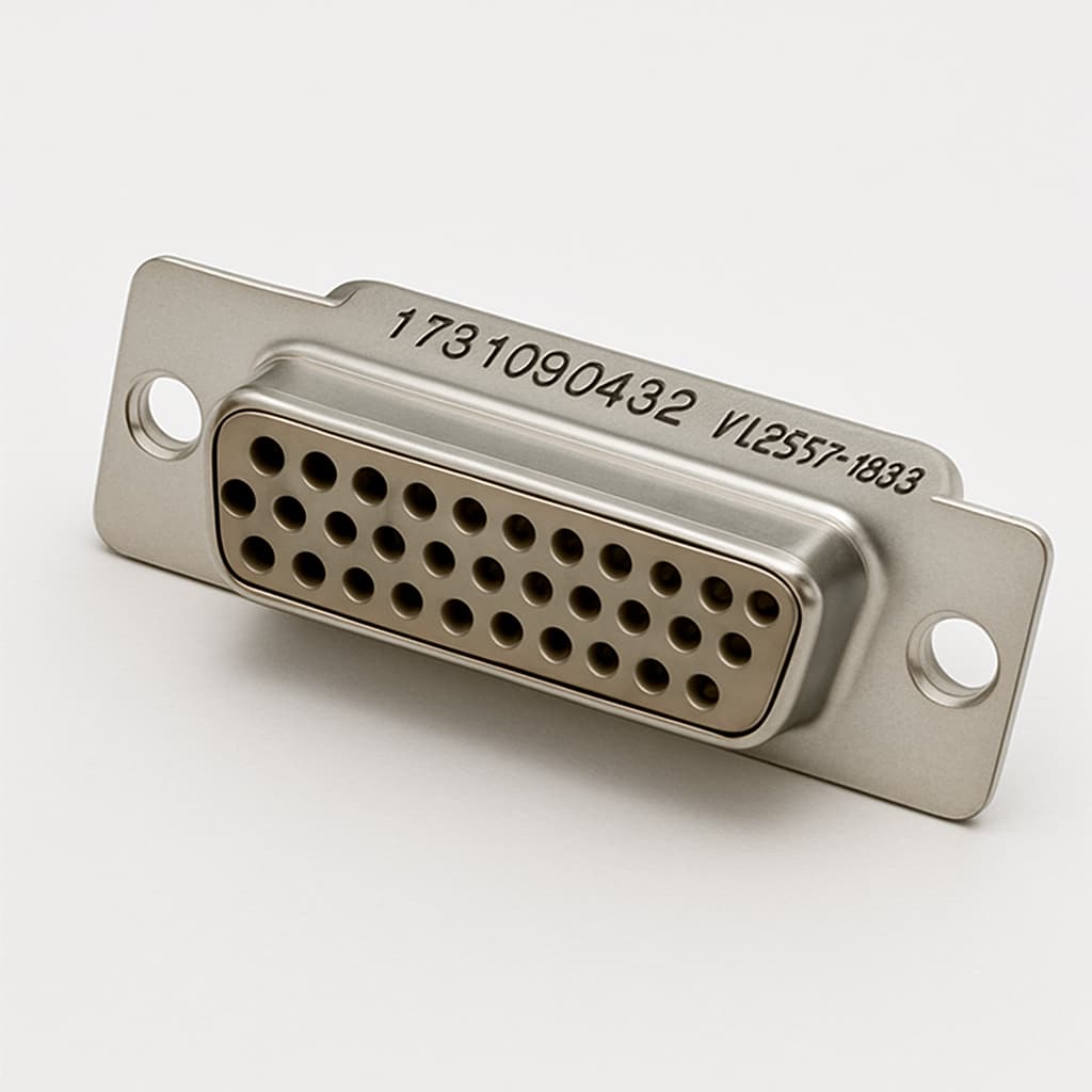 Molex / FCT 1731090432 (FL25S7-1853) D-SUB CRP Receptacle, 25 PN — illustrative AI-generated image