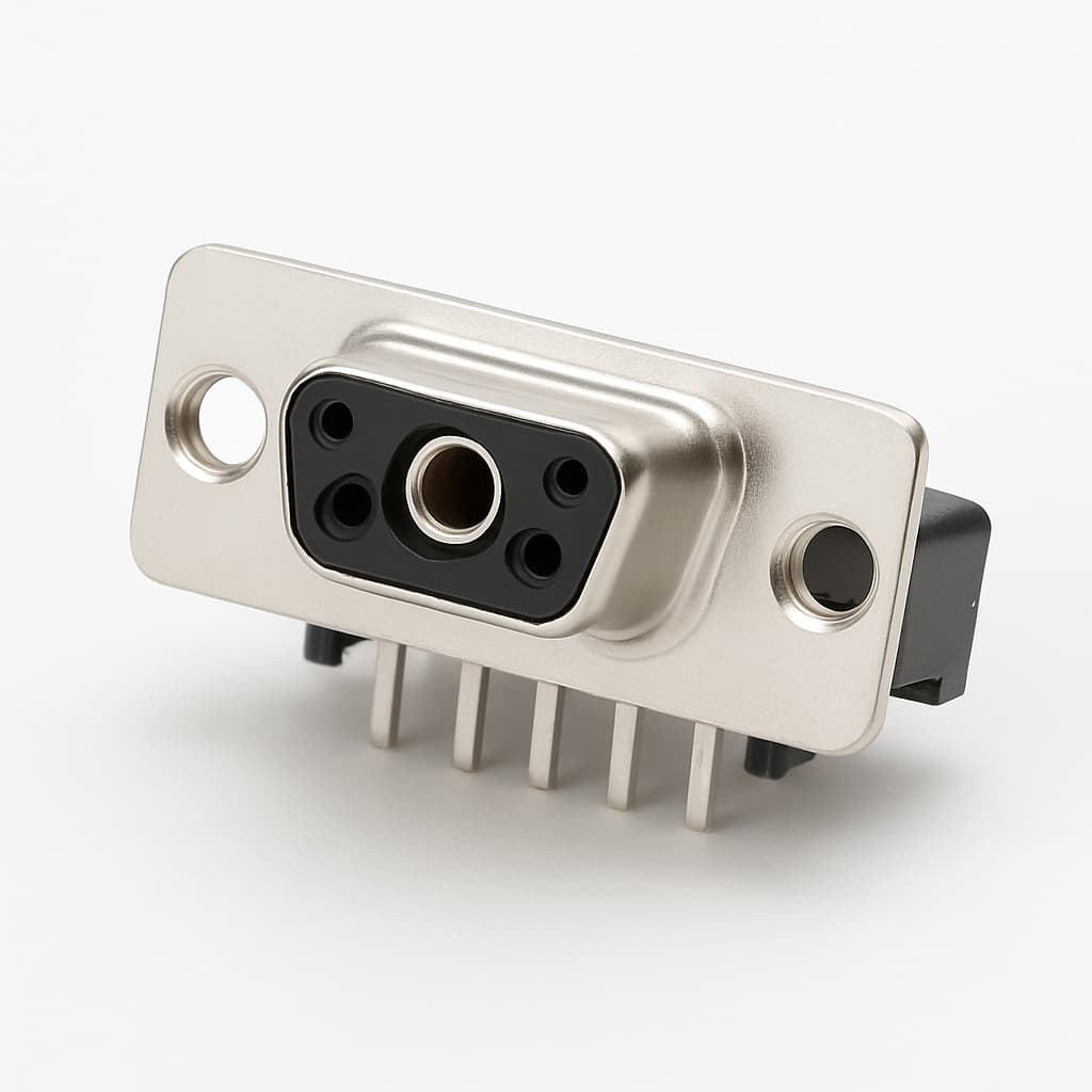 Molex / FCT 1731070267 (FM5W1S5-K121) D-SUB RA PC Receptacle 5W1 — illustrative AI-generated image