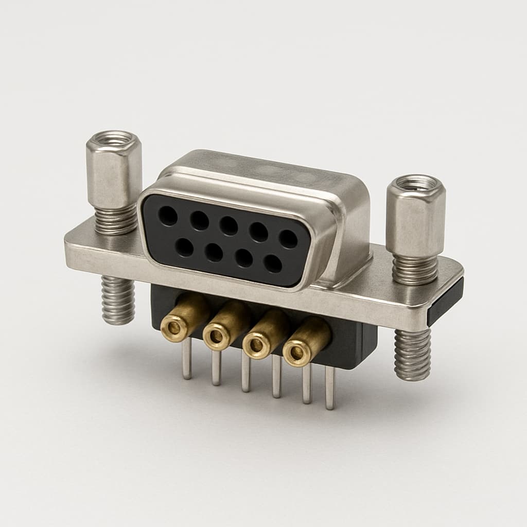 Molex / FCT 1731070099 (FM9W4P5-1002) D-Sub RA PC Plug 9W4 — illustrative AI-generated image