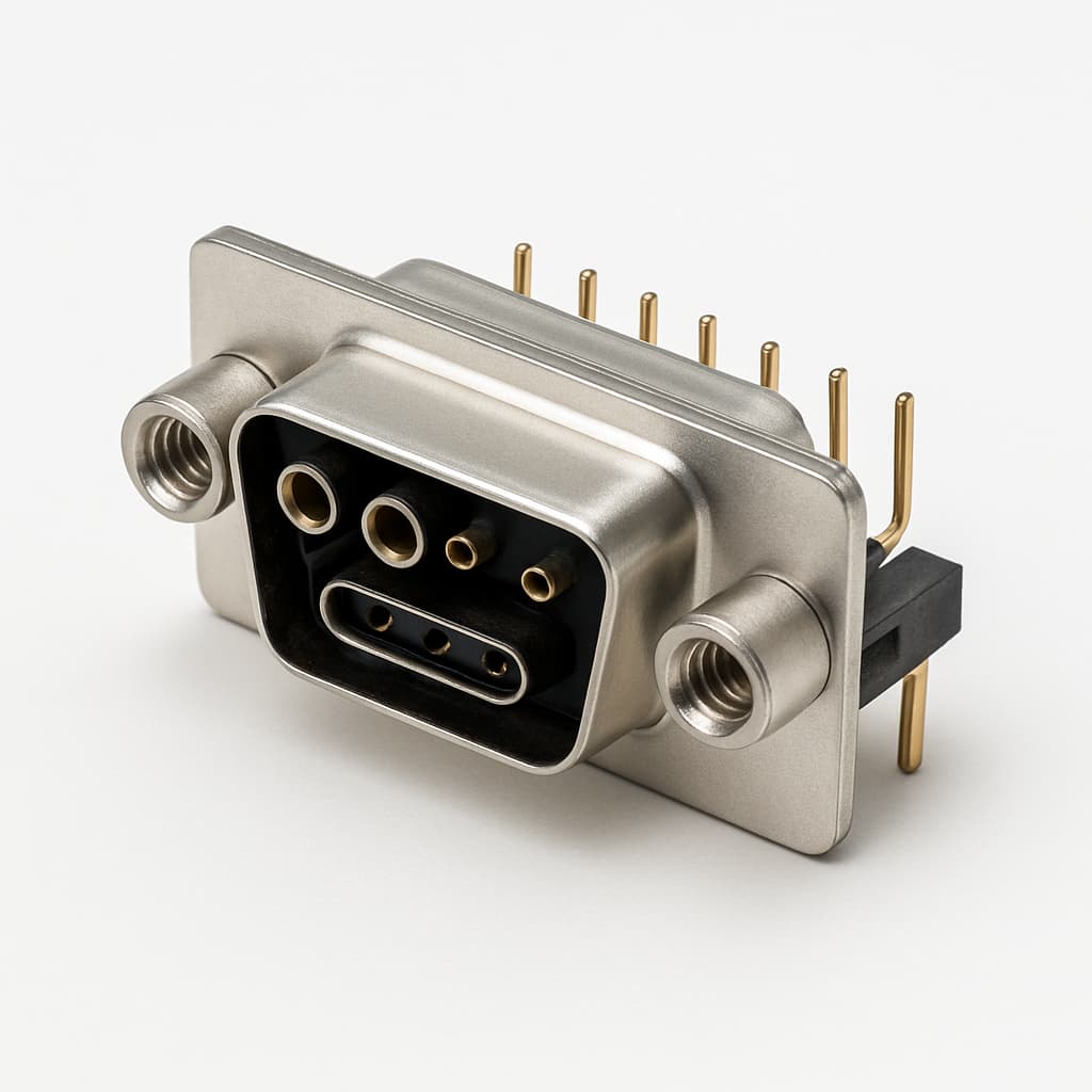 Molex / FCT 1731070621 D-SUB RA PC Plug 9W4 — illustrative AI-generated image