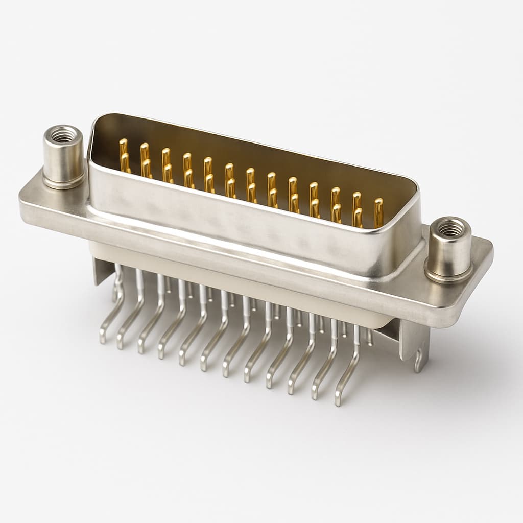 Molex / FCT 1731091972 (FMZ37P5) D-Sub RA PC Plug, 37 Pin, M3 Clinch — illustrative AI-generated image