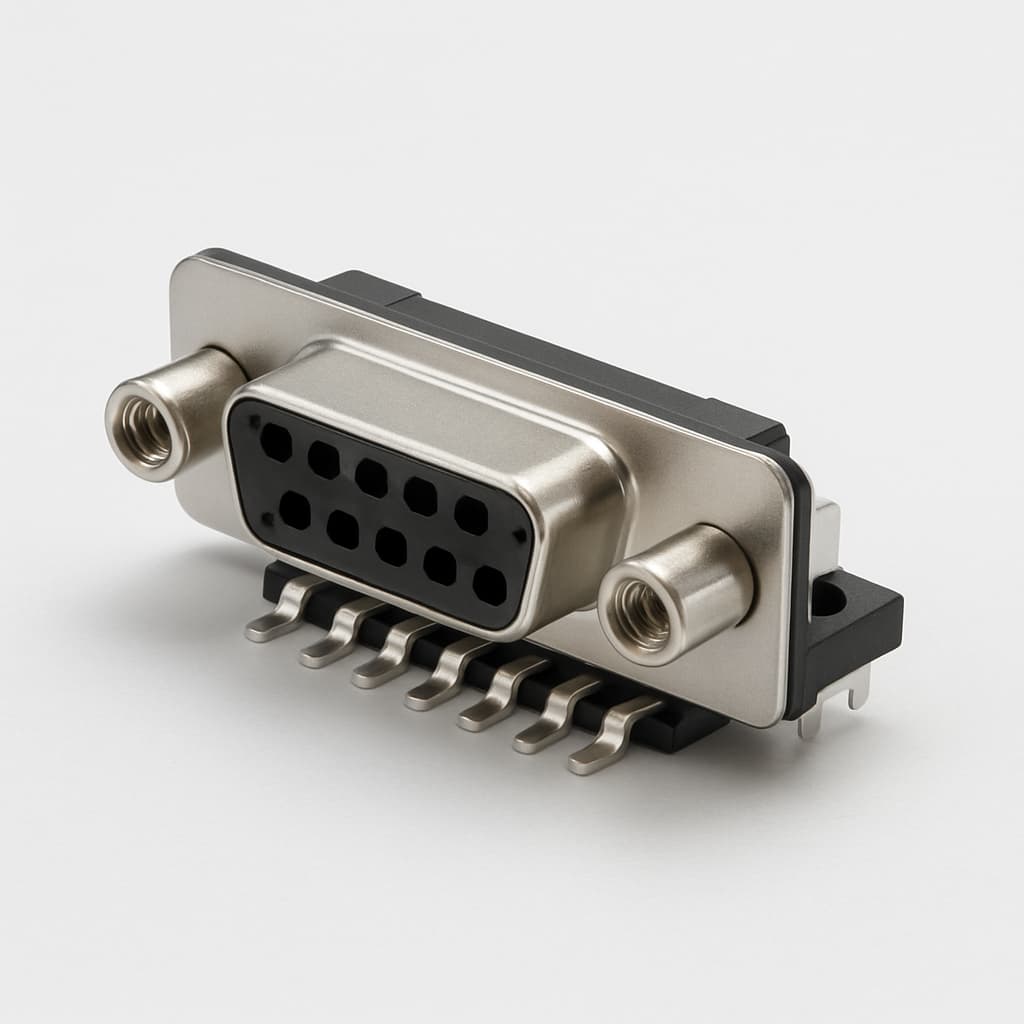 Molex / FCT 1731090822 (FSLD15S101G1-3752) SMT D-SUB RA Receptacle — illustrative AI-generated image