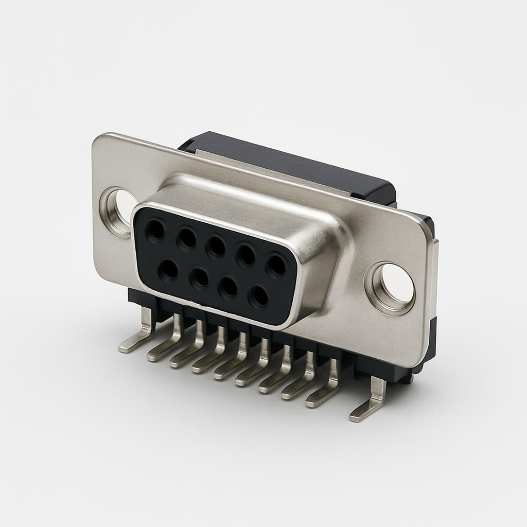 Molex / FCT 1731090231 (FSLT09S107G1) SMT D-Sub RA PC Receptacle — illustrative AI-generated image