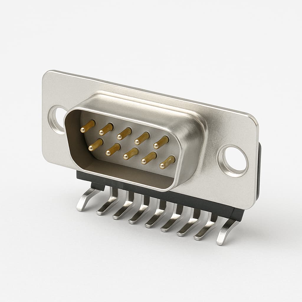 Molex / FCT 1731090340 D-Sub SMT RA PC Plug, 15 Pin — illustrative AI-generated image