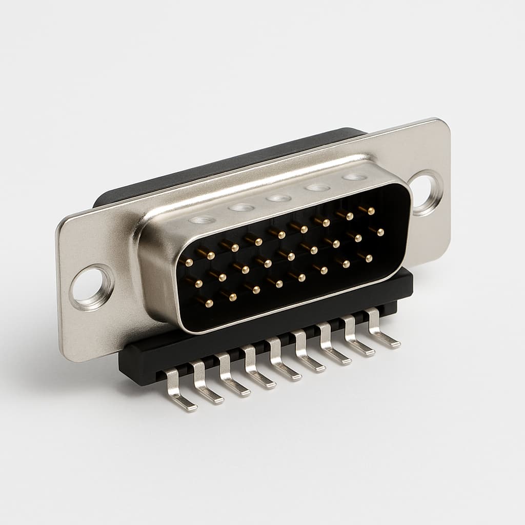 Molex / FCT 1731090498 (FSLT25P107G1) SMT D-Sub Plug — illustrative AI-generated image