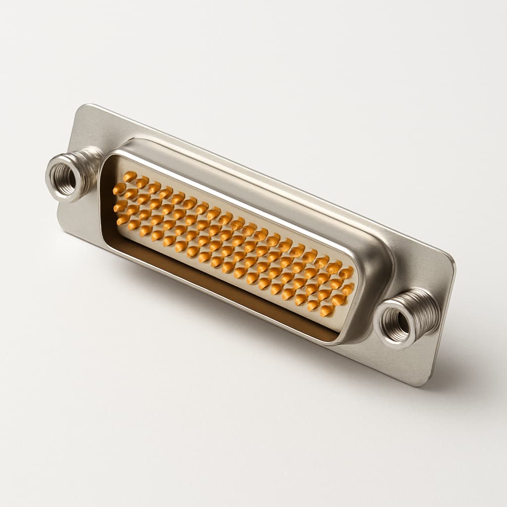 Molex / FCT 1731091917 (FZ50P1G1) D-Sub Plug, 50 Pin, M3 Clinch — illustrative AI-generated image