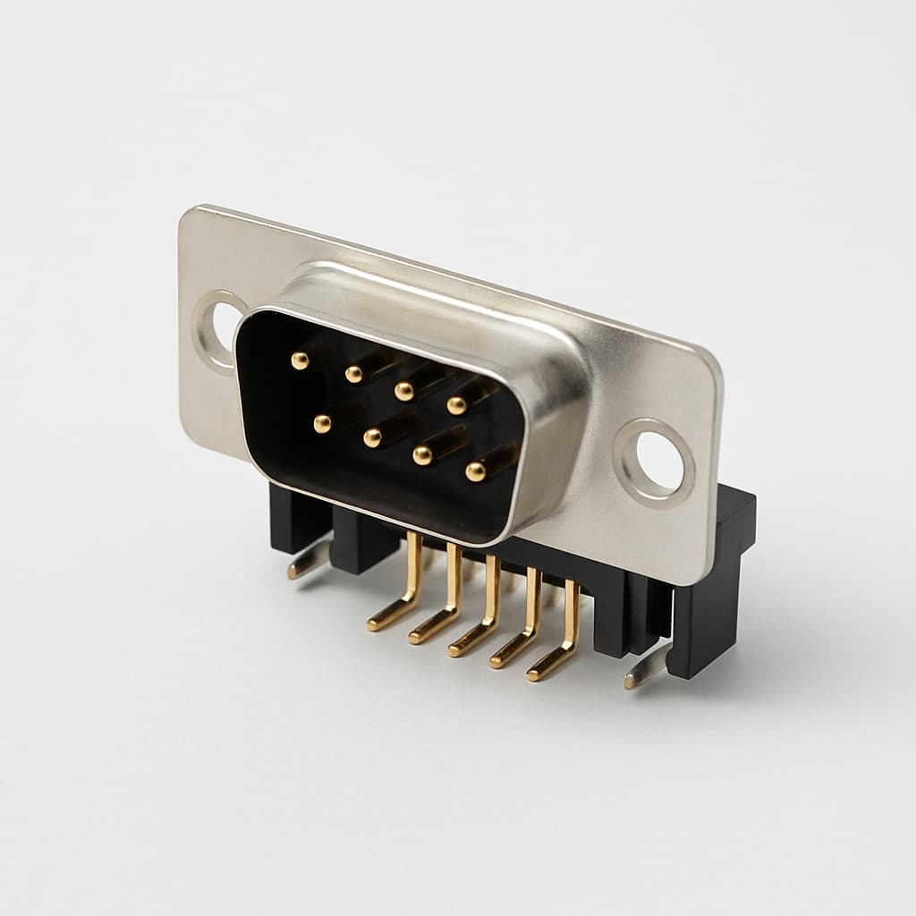 MOLEX / FCT F09P5G2-0994 D-Sub 9P Male Angled PCB Connector — illustrative AI-generated image