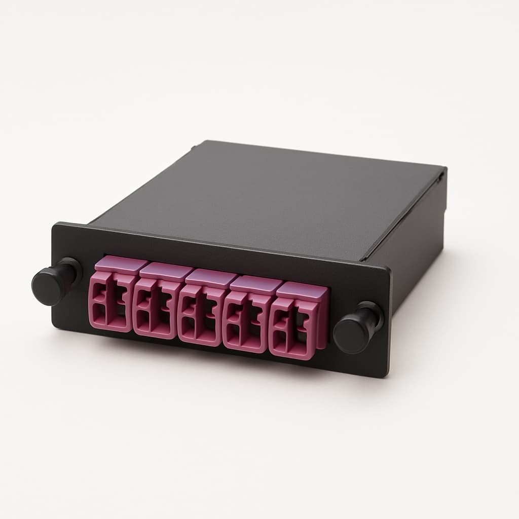 Telegaertner H02050A4012 HD3 FanOut Module 0.5 HU 6xLC-D OM4 — illustrative AI-generated image