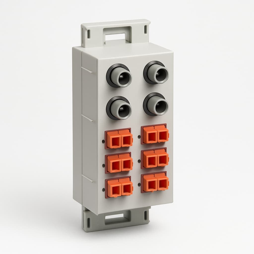 Telegartner H82050C2005 Modular STX Rail Distributor — illustrative AI-generated image