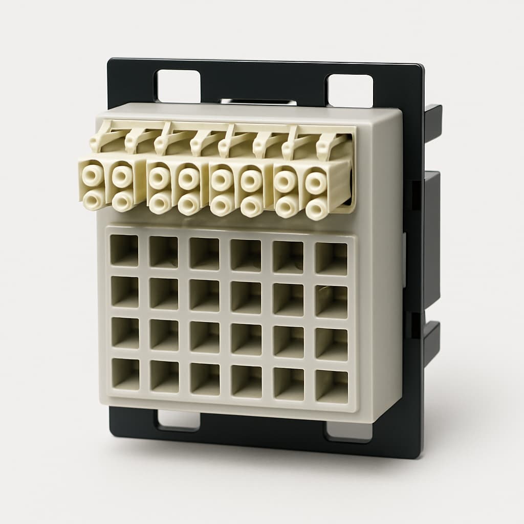 Telegartner H82050F2004 Modular STX 6x LC-Q + 24 PT OM2 — illustrative AI-generated image