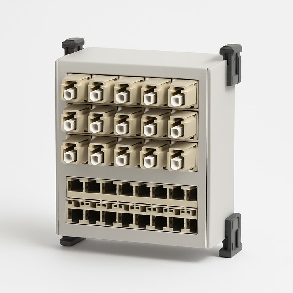 Telegartner H82050K2003 Modular STX Rail Distributor — illustrative AI-generated image