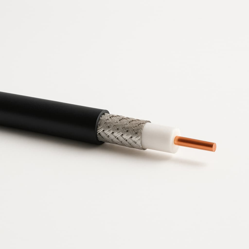 Telegartner L01020T0038 Low Loss HD 0.6/2.8 FRNC Coax Cable — illustrative AI-generated image