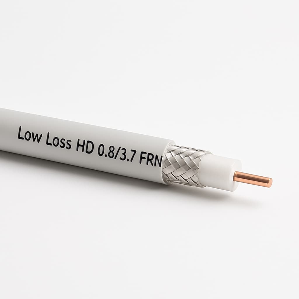 Telegartner L01021T0023 Low Loss HD 0.8/3.7 FRNC Coax Cable — illustrative AI-generated image