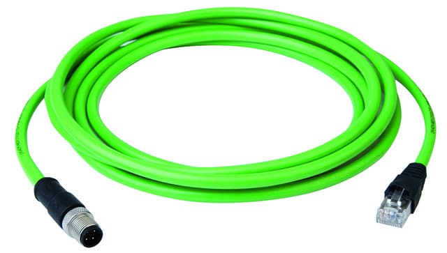 Telegaertner L80312A0001 M12x1 D-coded to RJ45 Cat.5 Cable Assembly, 3 m