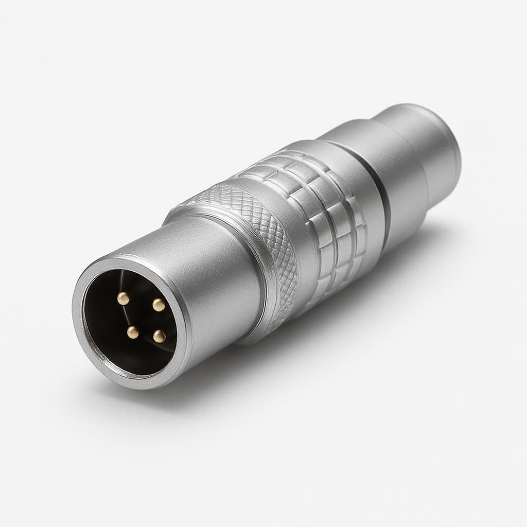 Lemo FGG.0pin304.CYCC50 4-pin male connector — illustrative AI-generated image