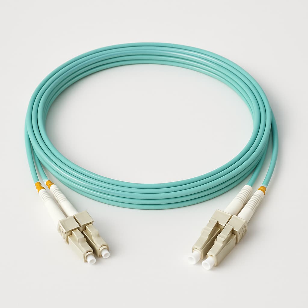 SC-LC OM3 MM Duplex LSZH Aqua Patchcord, L=5mtr — illustrative AI-generated image