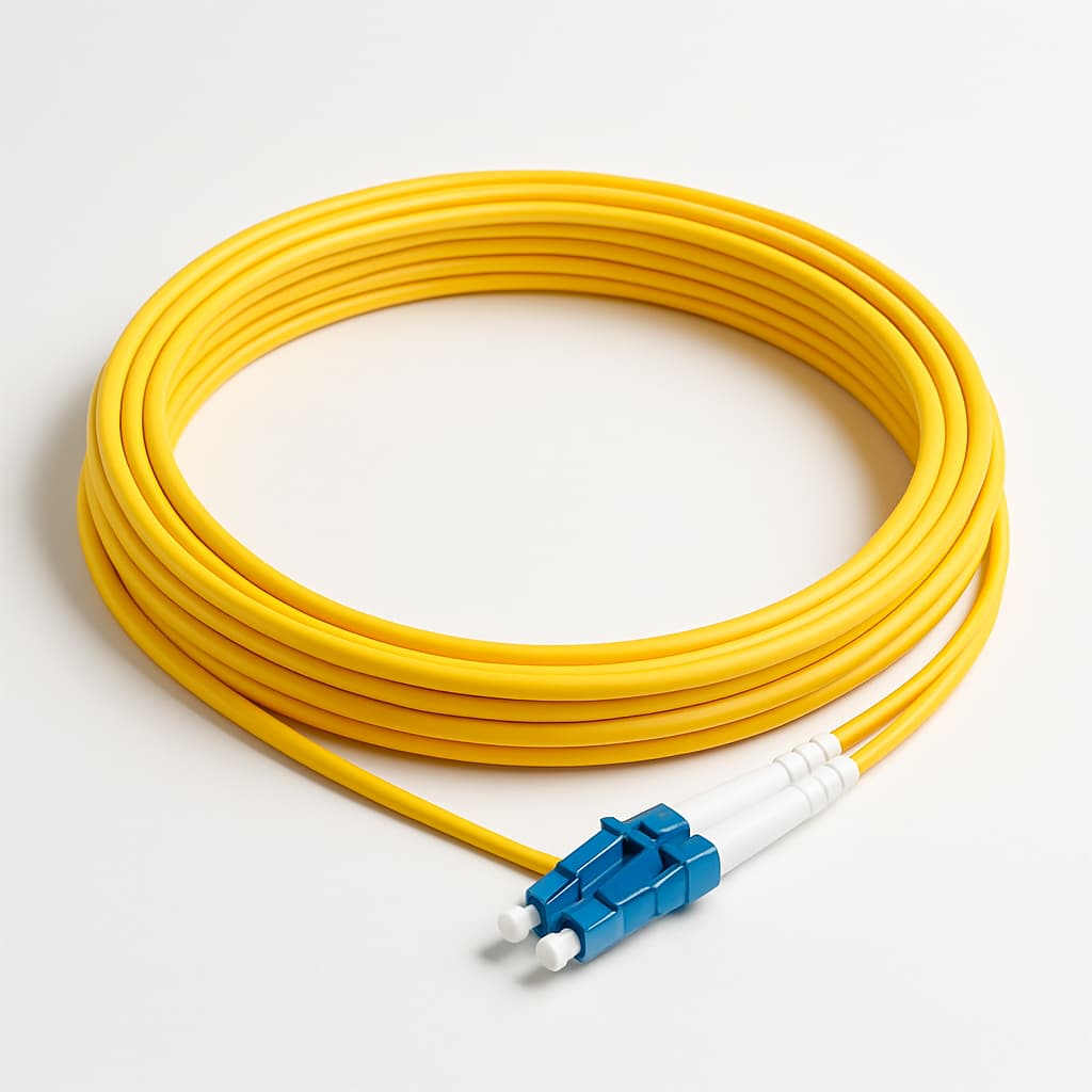 LC-LC OS2 SM Duplex LSZH Patch Cord, Yellow, 10mtr — illustrative AI-generated image