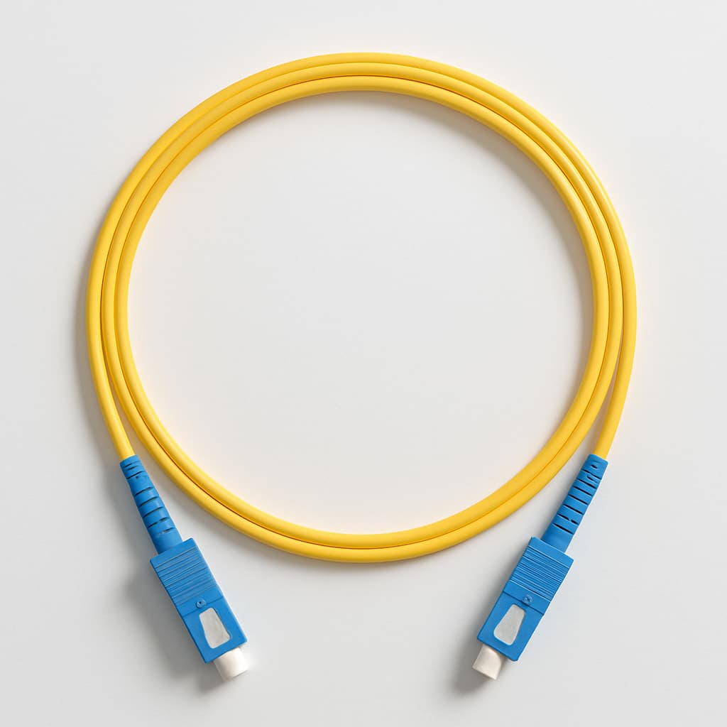 SC-SC OS2 SM Duplex LSZH Patch Cord, Yellow, L=1mtr — illustrative AI-generated image